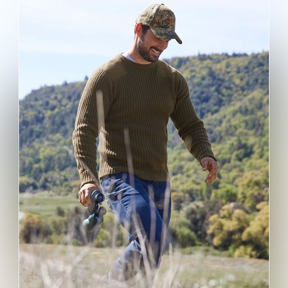 L.L. Bean Men's Commando Sweater Crewneck Green Merino Wool XXL
